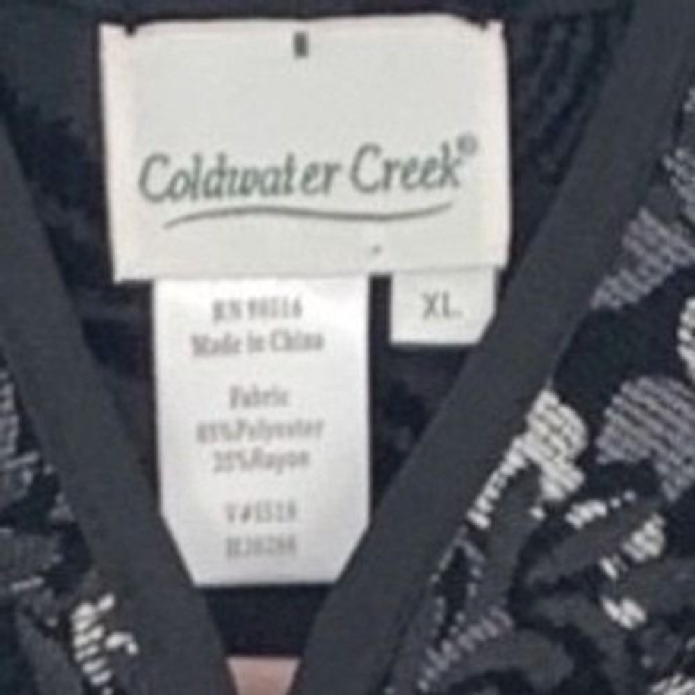 Coldwater Creek XL Floral Jacquard Jacket Black Gray Textured Button Front Goth - Picture 5 of 7